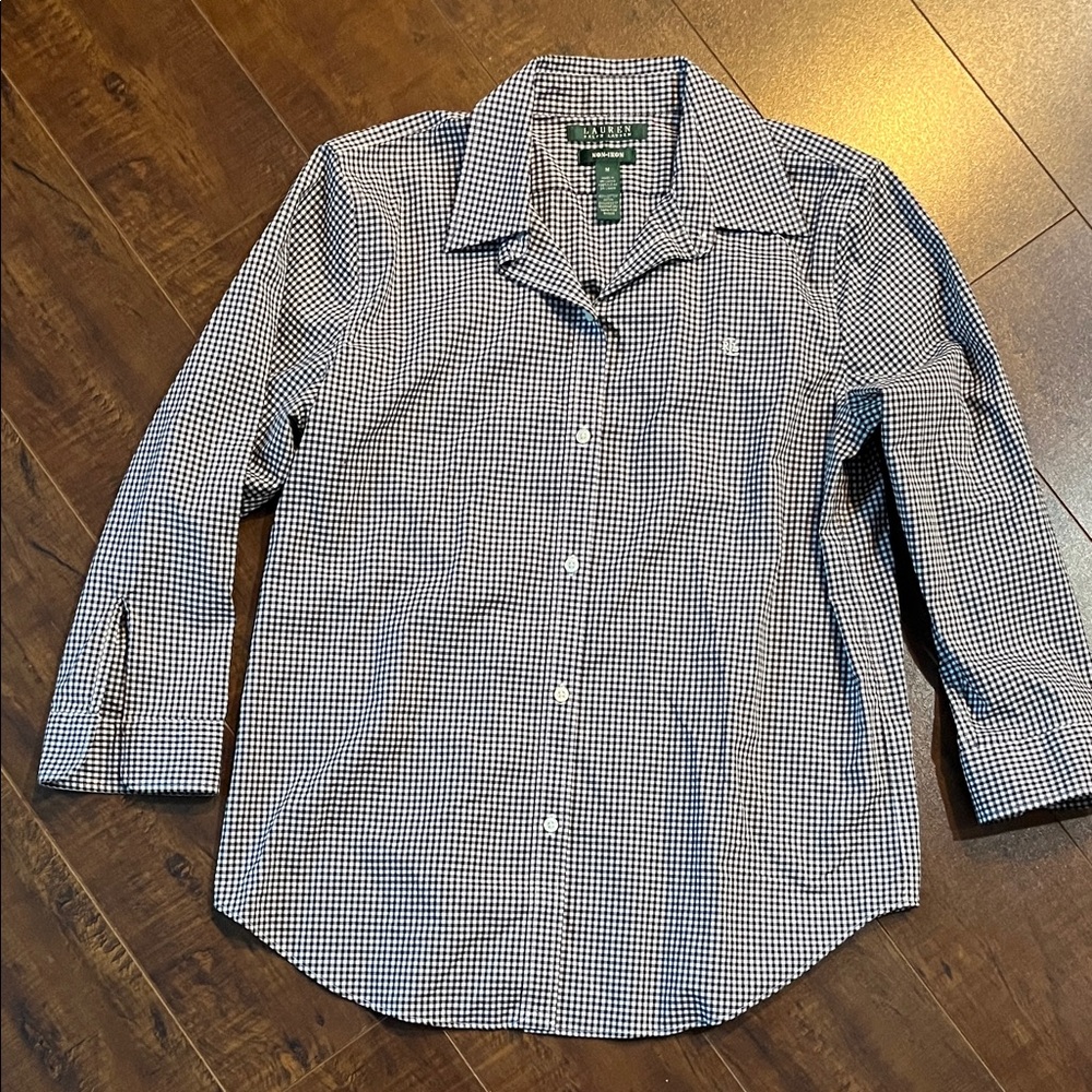 Lauren Ralph Lauren Black and White Checkered Blouse